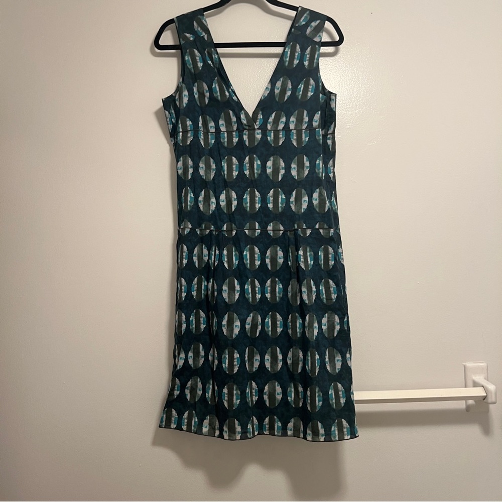 Marni V Cut Green Patterned Cotton Dress